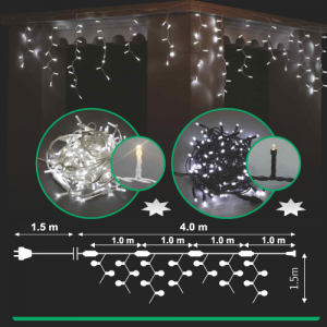 LED висулка за външна употреба 4m x 1,5m, 264 диода с флаш ефект