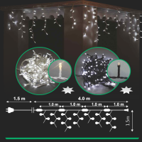 LED висулка за външна употреба 4m x 1,5m, 264 диода с флаш ефект